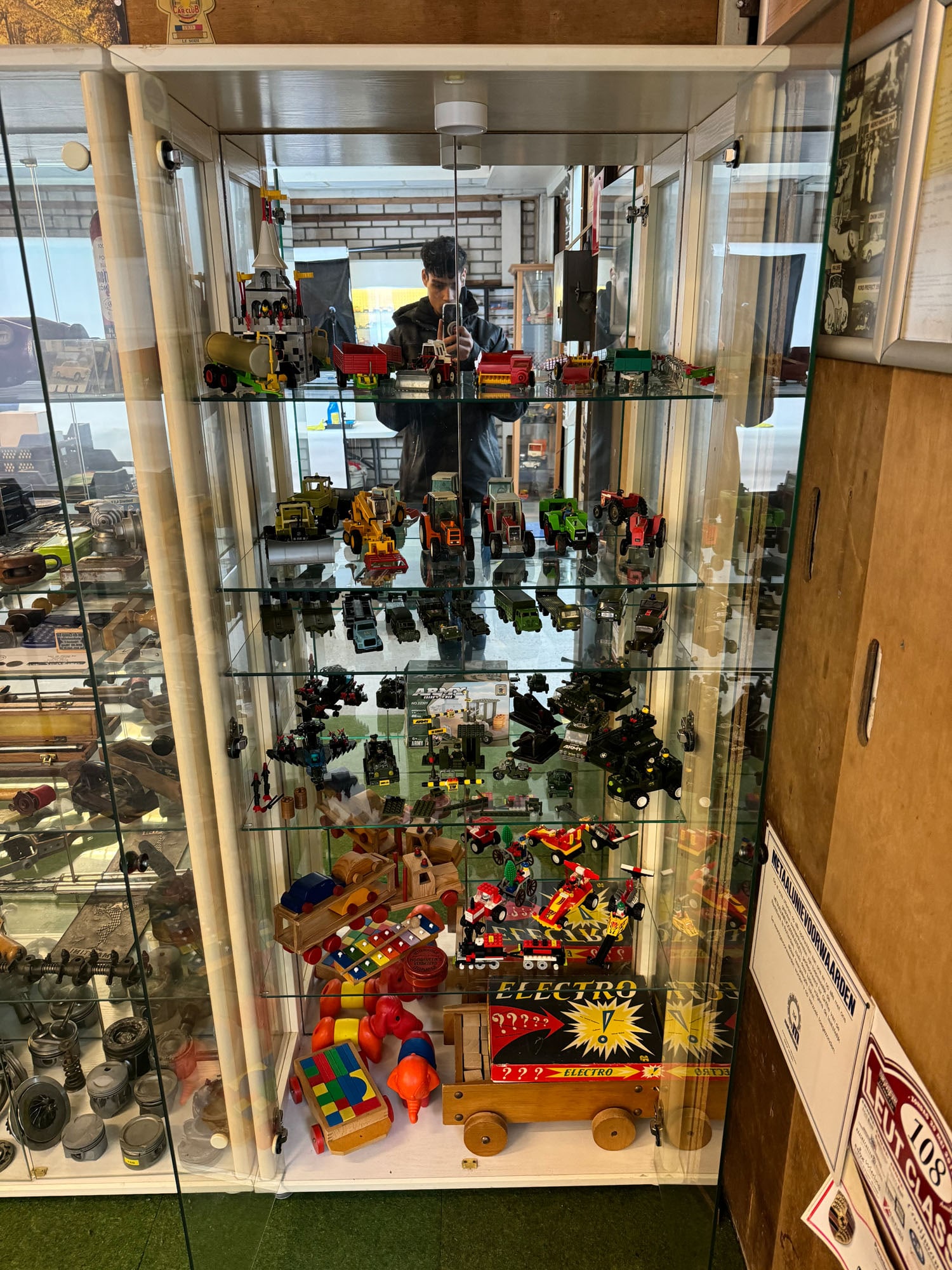 Wood and Glass Display Case with Vehicle Scale Models & Toys (1 of 6)