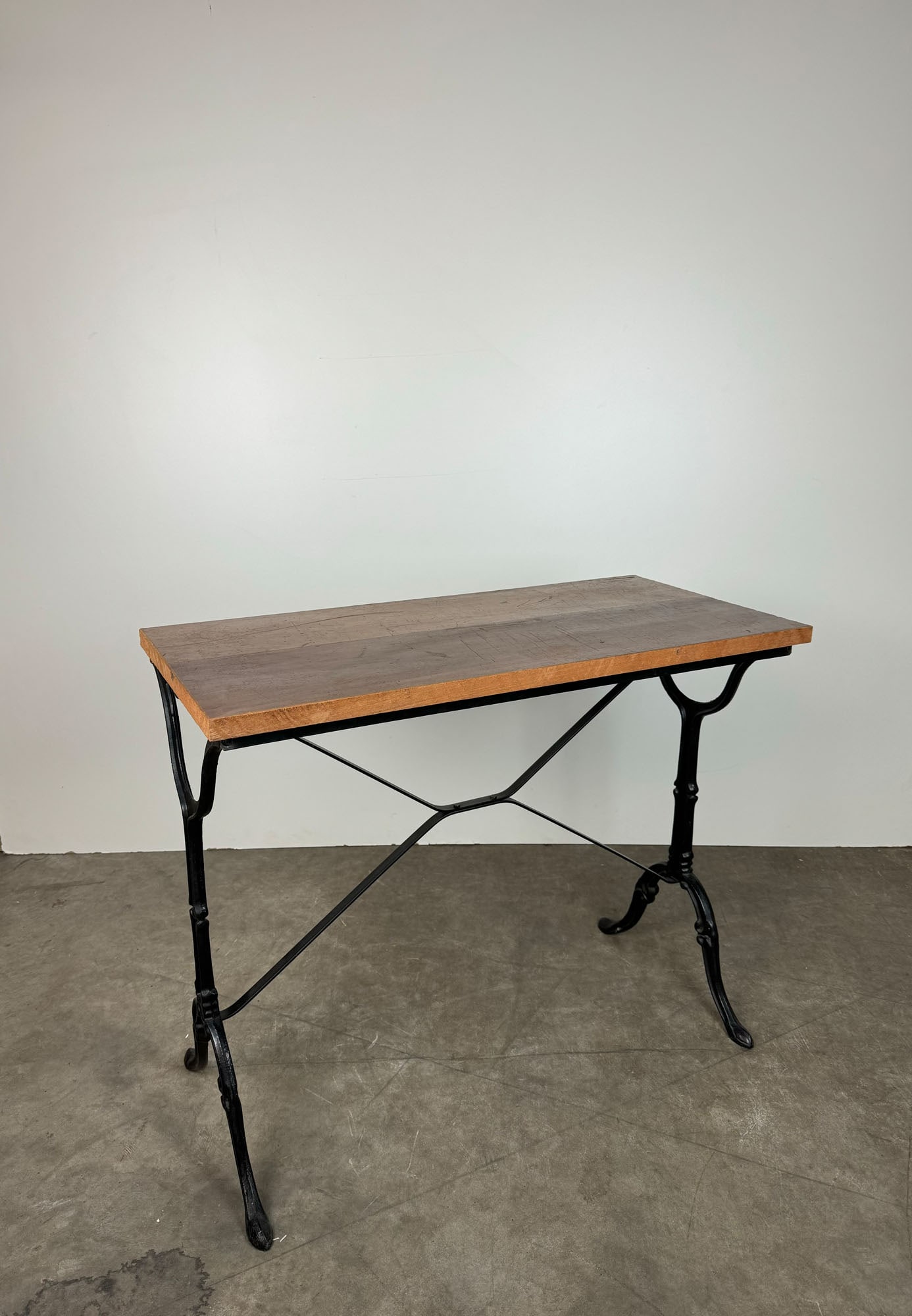 Vintage French Bistro Table Metal Base with Wooden Top (1 of 8)