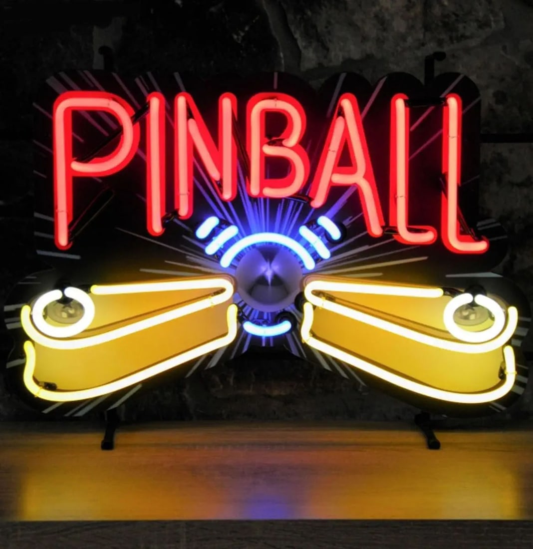 Pinball Neon Sign with Printed Back Plate (1 of 2)