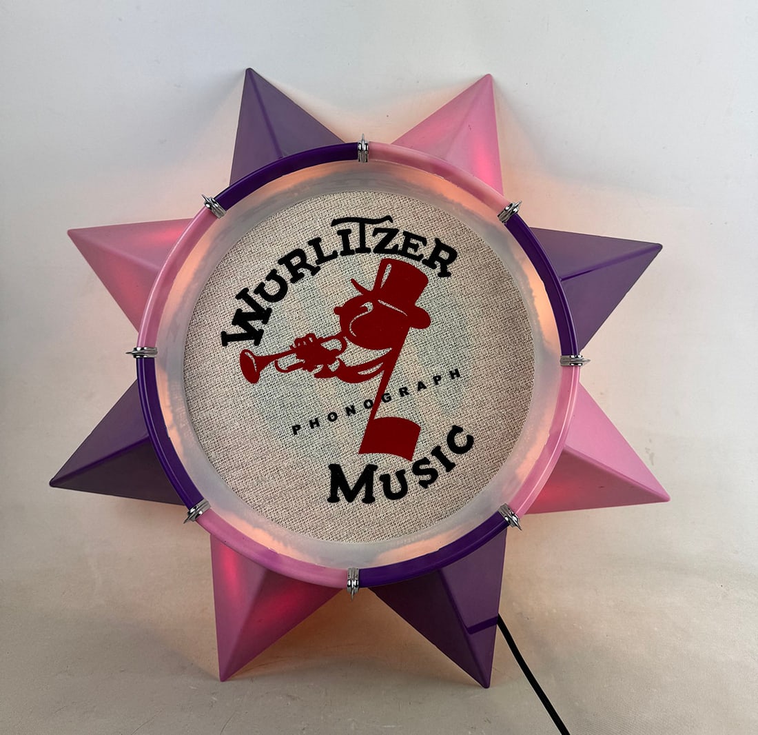 Reproduction Star Jukebox Speaker with Pink & Purple Points and Johnny One Note Grill Cloth (1 of 11)