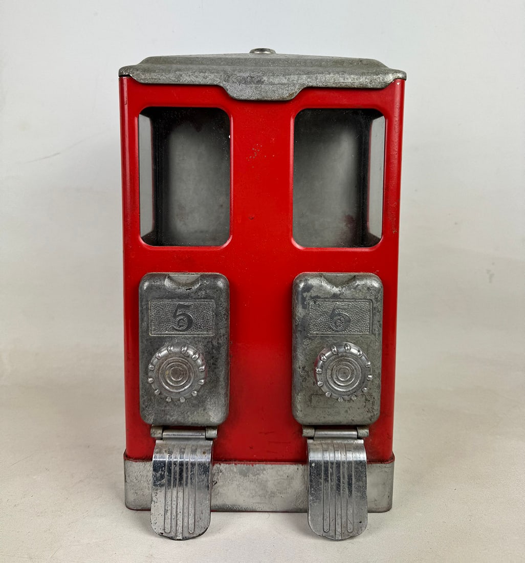 Lawrence 2-Column 5 Cent Double Peanut/Candy Bulk Vending Machine ca. 1940 (1 of 11)