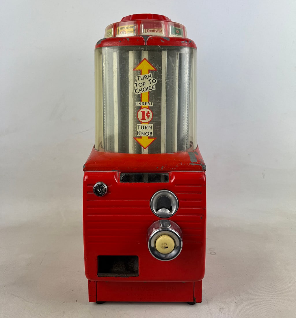 Late 1940s Northwestern 1 Cent Turn Top Selector Tab Gum Vending Machine (1 of 11)