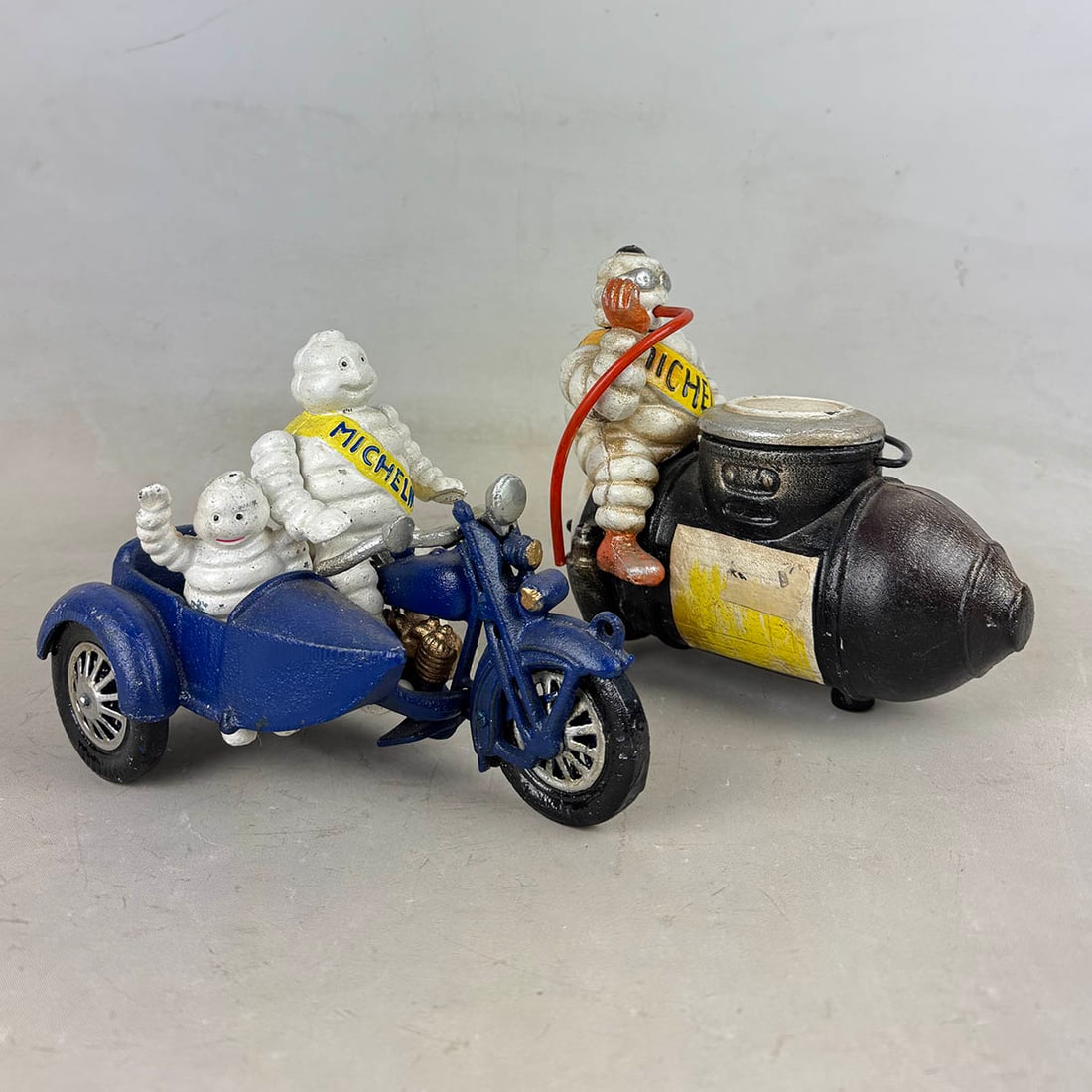 Vintage Cast Iron Michelin Man Bibendum Air Compressor & Motorcycle with Sidecar (1 of 12)