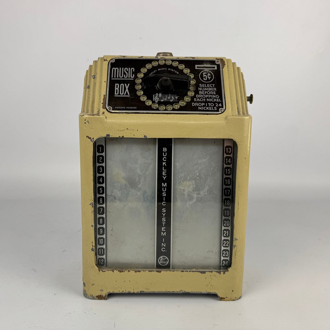 1939-1958 Buckley "Music Box" 5 Cent 24 Selection Wallbox with Black Name & Number Plates (1 of 14)