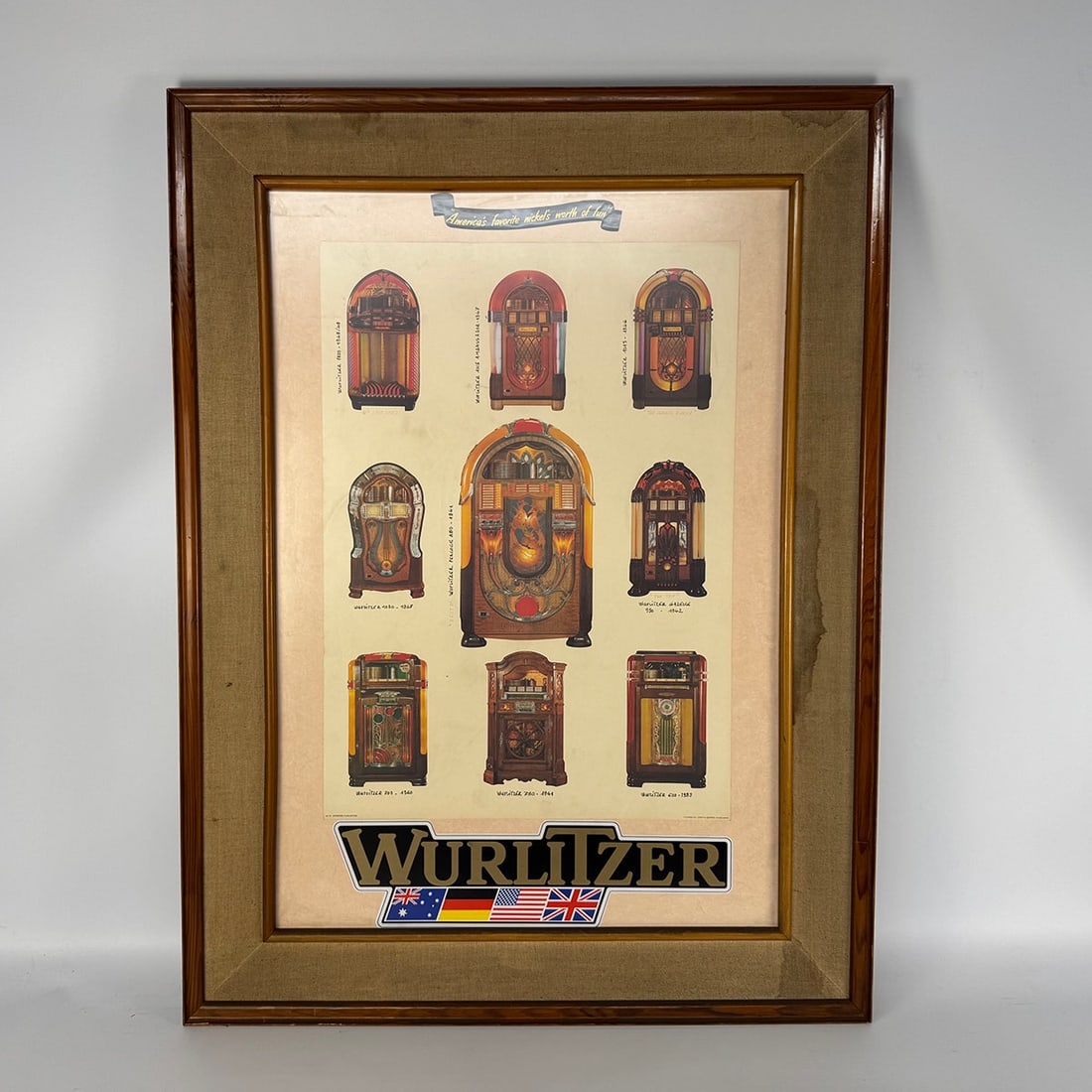 Framed Poster Showcasing Wurlitzer "Golden Age" Jukebox Models (1 of 5)