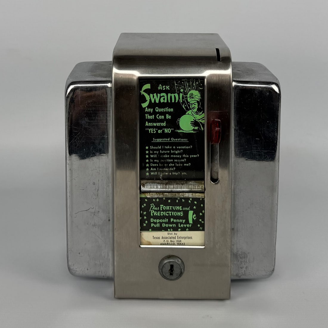 1950s F. E. Erickson Co. "Ask Swami" Coin-Op Fortune Teller with Double Napkin Dispensers (1 of 12)