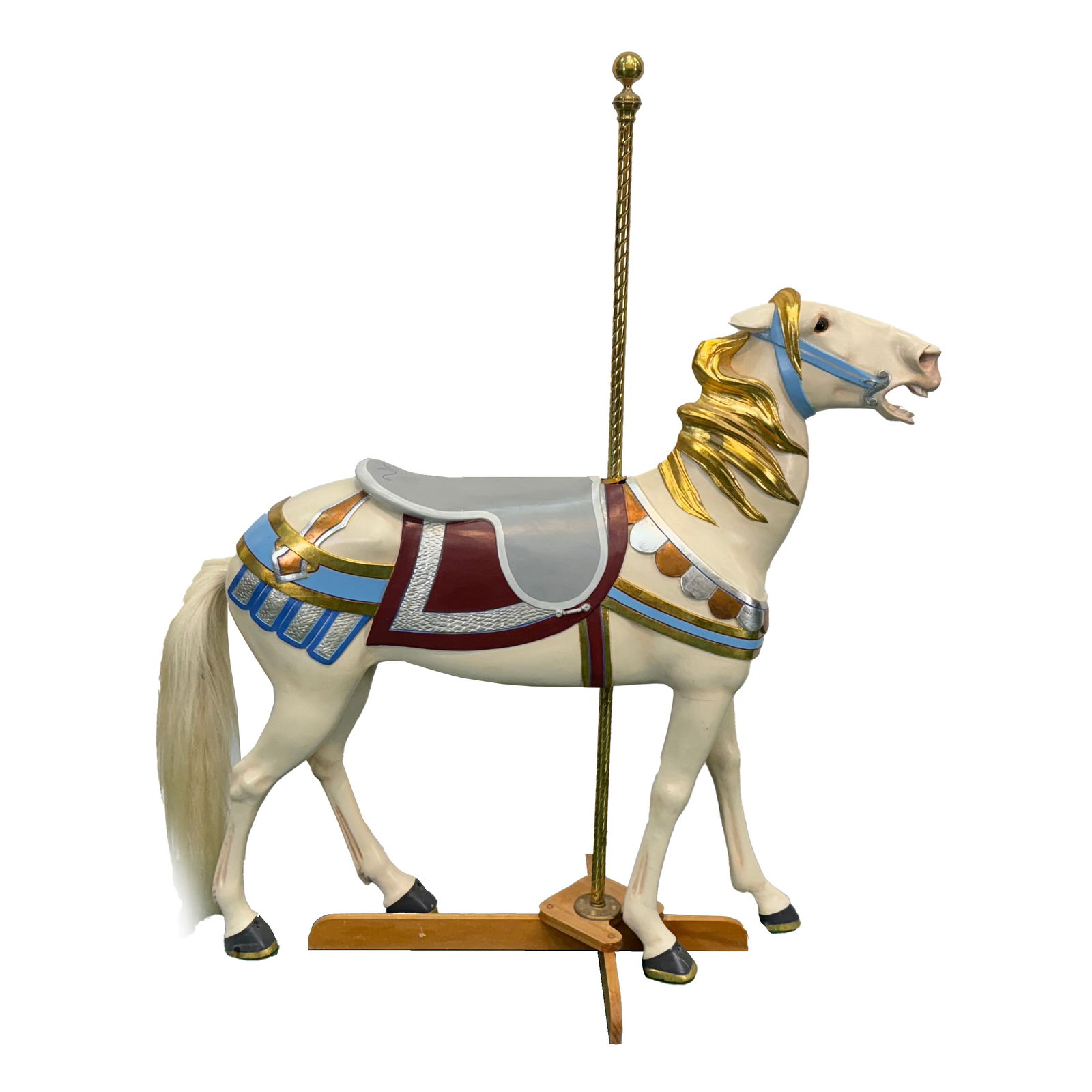 Wooden Stander Carousel Horse on a Wooden Base with Metal Pole (1 of 17)