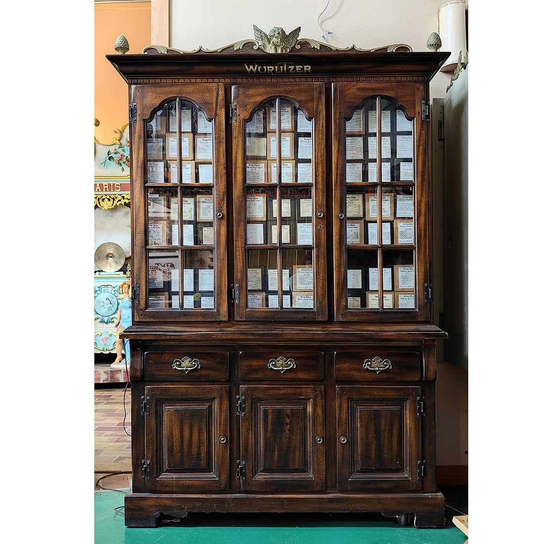Empty Wooden Cabinet with Wurlitzer Decal and Light (1 of 12)
