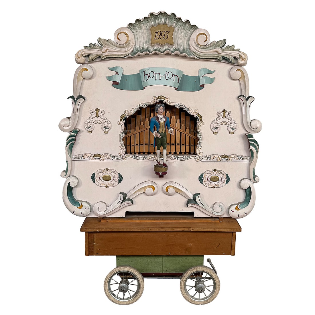 26-Key Dutch Hand Turned Street Organ "Bon-Ton" with Organ Cart (1 of 17)