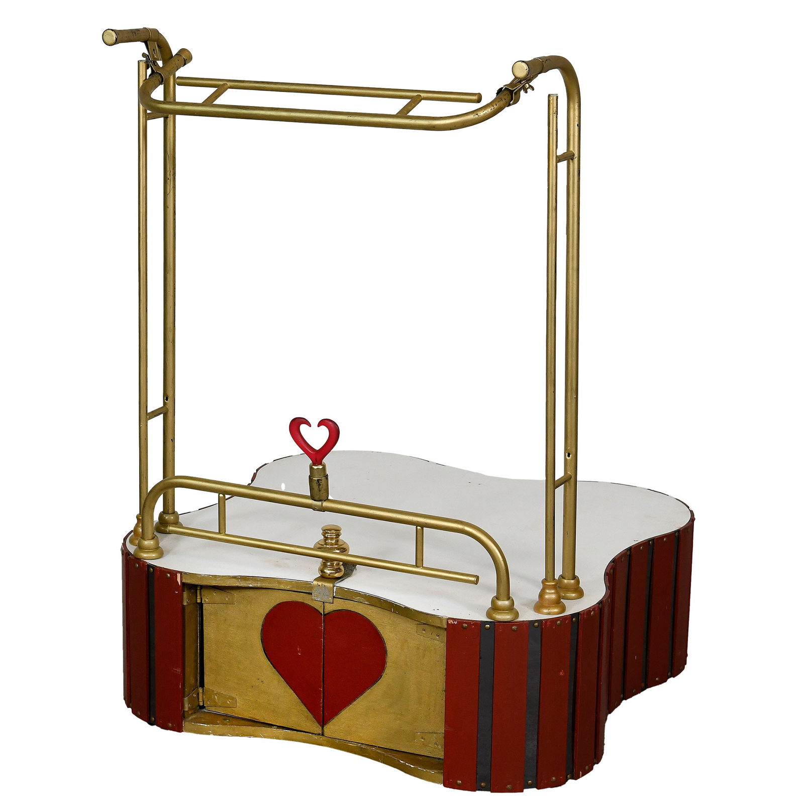 Wedding Podium with Dove Release Door and a Wedding Dove Basket: This is a set designed for a "dove from nowhere" wedding production, featuring a podium and a transport or release basket. The wedding podium is a tall, slender pedestal finished in elegant white and