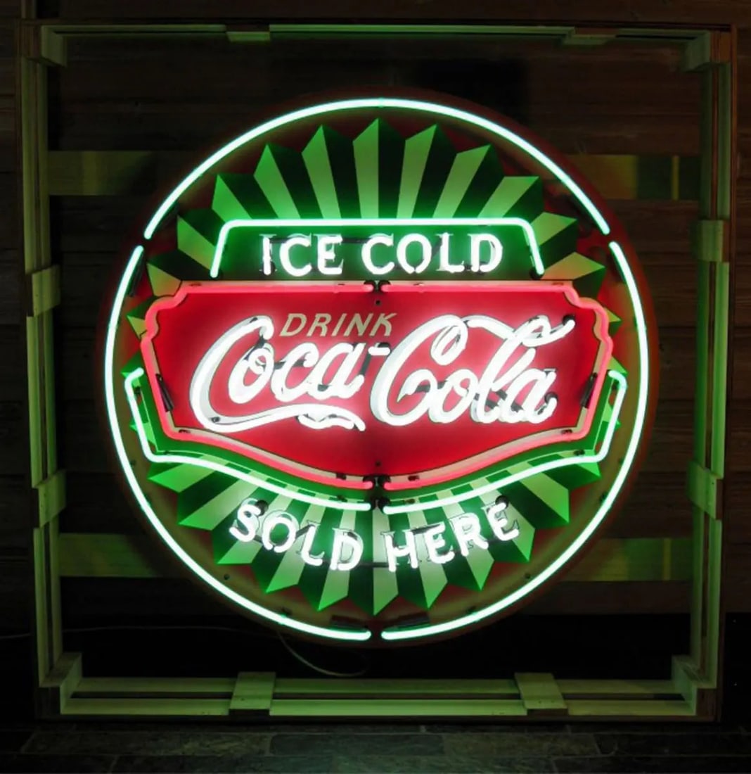 Large Ice Cold Coca-Cola Sold Here Neon Sign with Printed Back Plate (1 of 2)