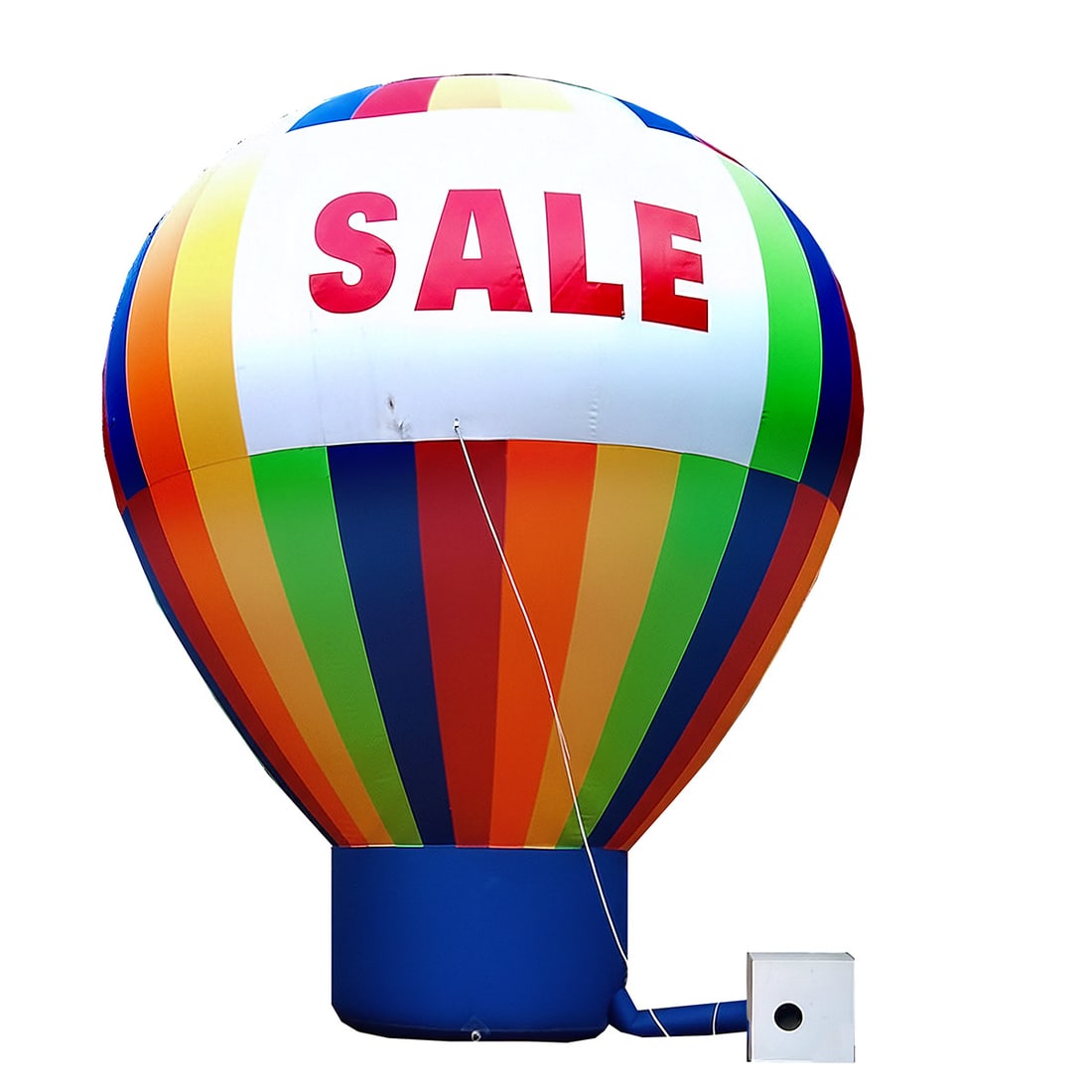 Large Inflatable "SALE" Advertising Balloon with Blower: This professional promotional set features a large, inflatable "SALE" advertising balloon designed for high-impact visibility. The system is housed in a heavy-duty aluminum flight case measuring 69 x