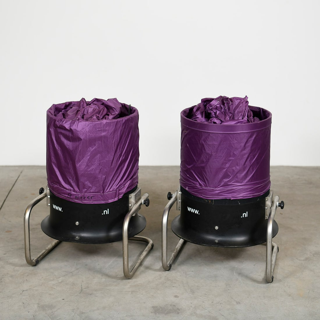 Set of 2 Black Sky Air Blowers with 2 Purple Sky Tubes: Set of 2 black sky air blowers with 2 purple sky tubes. In a good working condition. Dimensions provided for each blower. Dimensions (H x W x D): 75 x 55 x 52 cm. Condition: Good. Location: The Nether