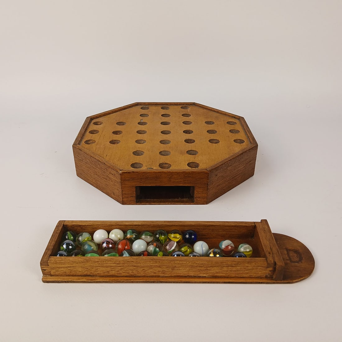 Vintage Wooden Dutch Solitaire Game with Marbles (1 of 13)