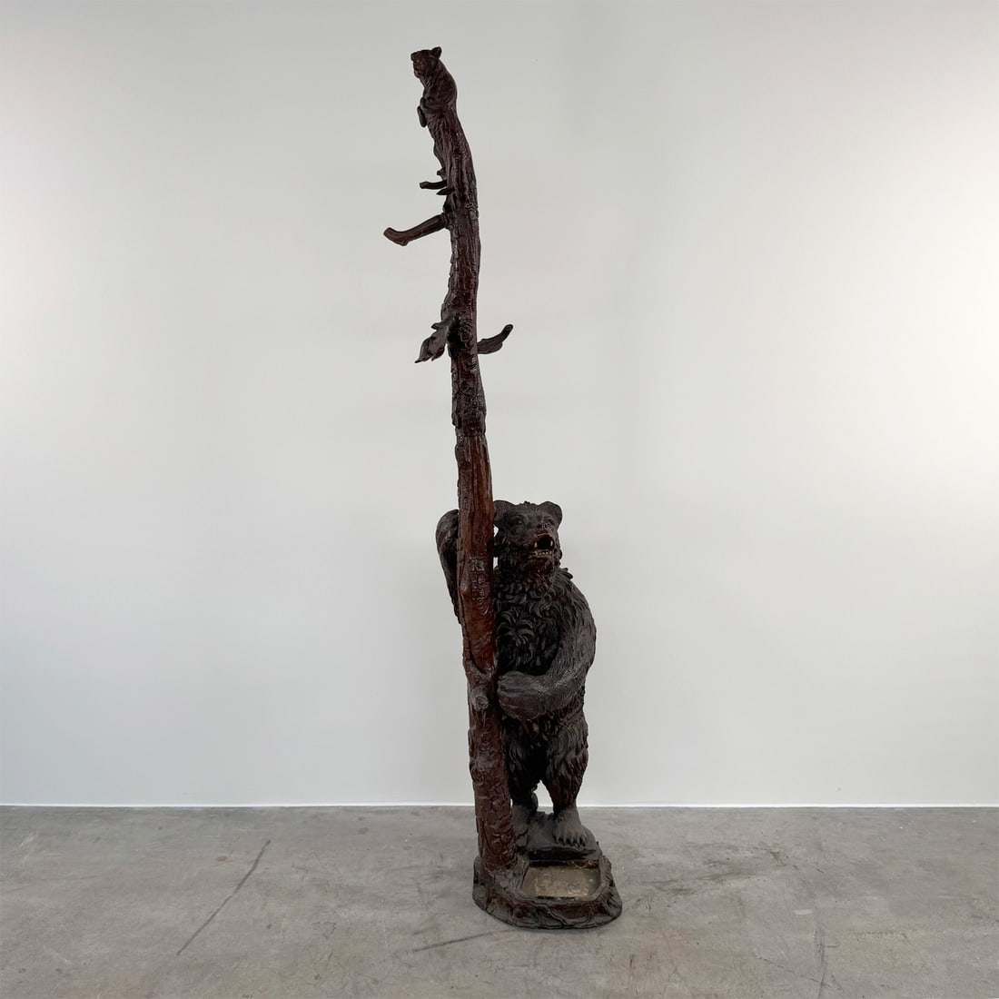 2 Meter Tall Black Forest (Schwartzwald) Wooden Coat Rack: Two meter tall Black Forest (Schwartzwald) wooden coat rack - a tree with two bears. A typical product of the Black Forest, where in the late 19th to early 20th, century a lot of carvings in the form