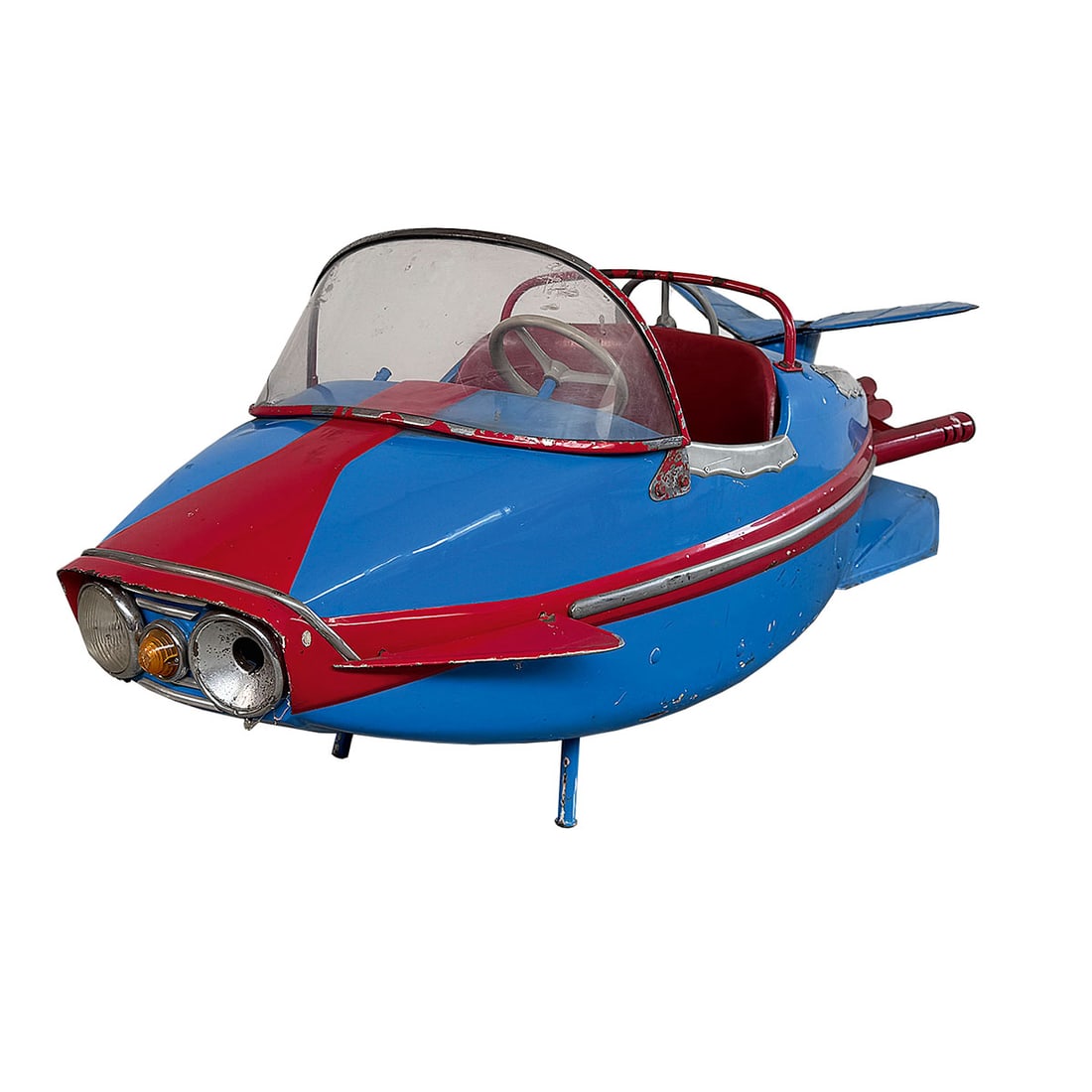 1958 Autopede Fighter Jet Type 2 "Mistral" Carousel Vehicle: The 1958 Autopede Fighter Jet Type 2 "Mistral" carousel vehicle was the blockbuster of the Autopede lineup. It was not only used for baby ride, but also used for airplane carousels, hanging carousels,
