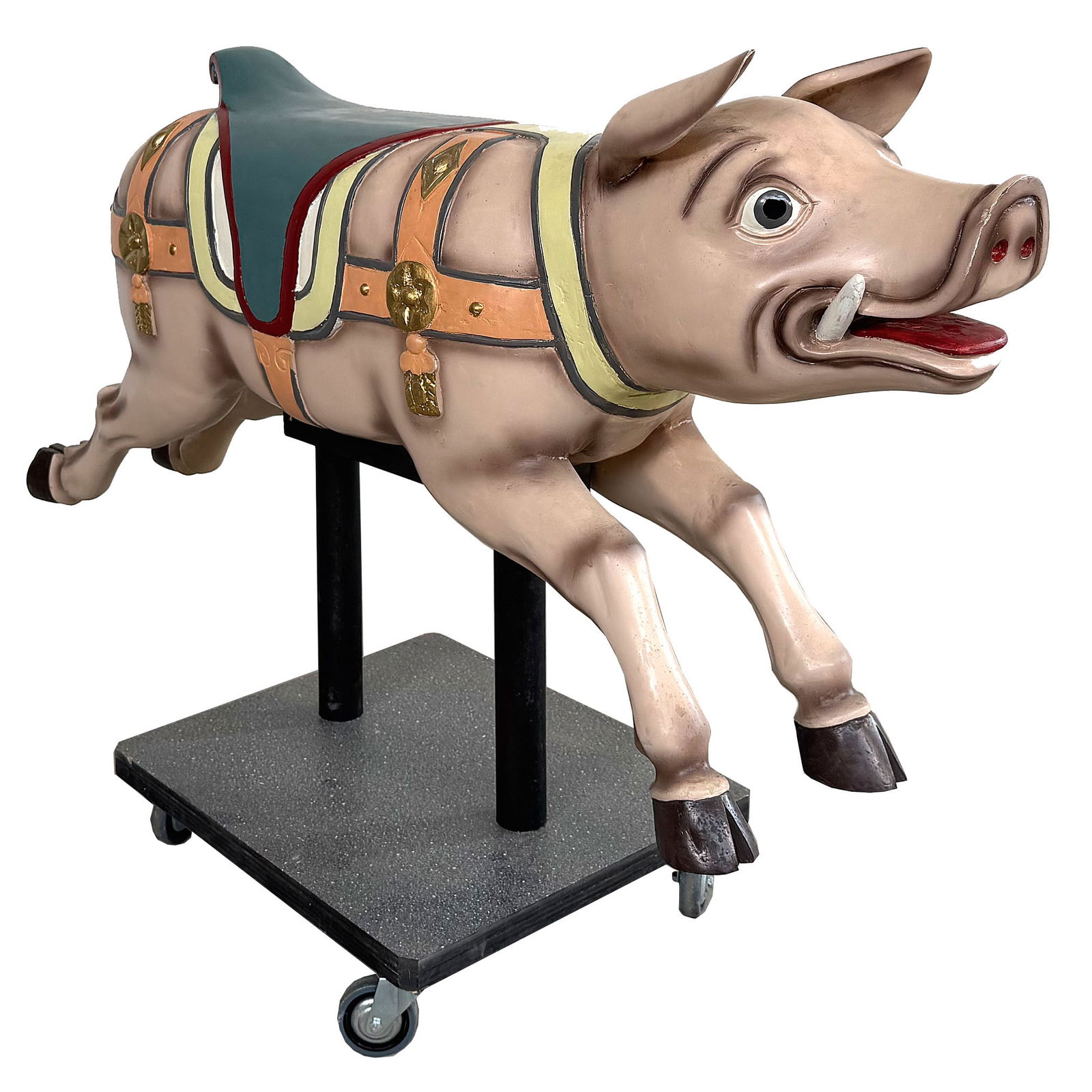 Wooden Jumper Carousel Pig on a Wooden Platform with Wheels (1 of 9)