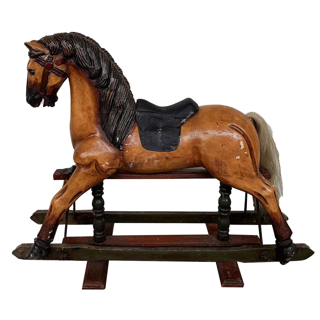 Small Wooden Children's Rocking Horse with Leather Saddle (1 of 9)