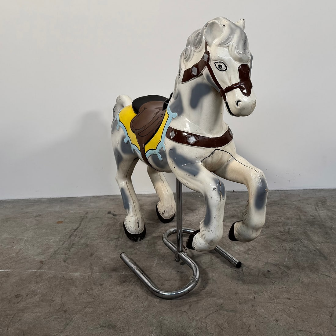 Hand-carved Wooden Prancer Carousel Horse on a Chromed Metal Stand (1 of 10)