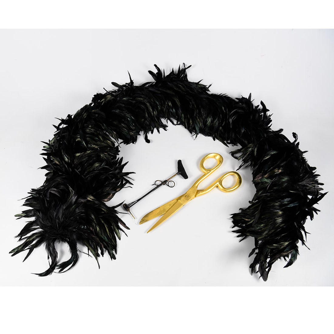 Unique "Floating Scissors" Magic Prop Designed by Royce and Built by Piet Boer: Unique "Floating Scissors" magic prop designed by Royce and one example only built by Piet Boer ca. 2000. First performed by Royce on stage ca. 2000. A black boa is included with the lot, Royce used i