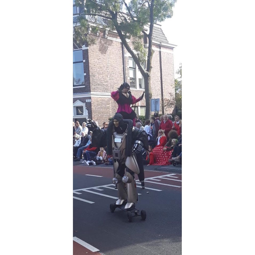 "Robot" Walking Act Costume with a Large Wheeled Military Storage Box: "Robot" walking act costume from the Royce collection It comes in a large wheeled military storage box. The "Robot" costume is equipped with electronics to produce lights and various sounds. Condition