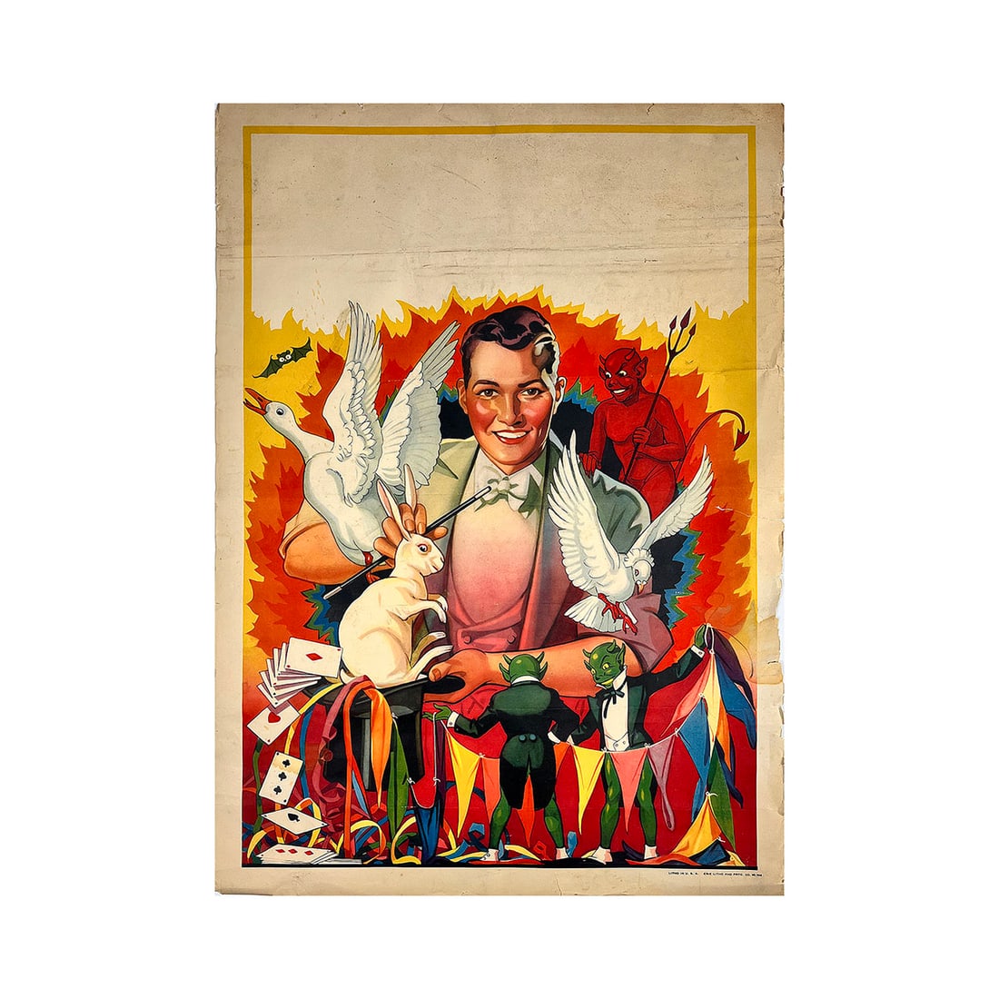 Original Vintage USA Lithograph Magic Stock Poster.: Original USA Lithograph Magic Poster. Erie Litho and Prtg. Co. No. 7149. Showing signs of age and tears on the side of the poster. Dimensions (H x W x D): 71 x 51 x cm. Location: Switzerland, Degershe