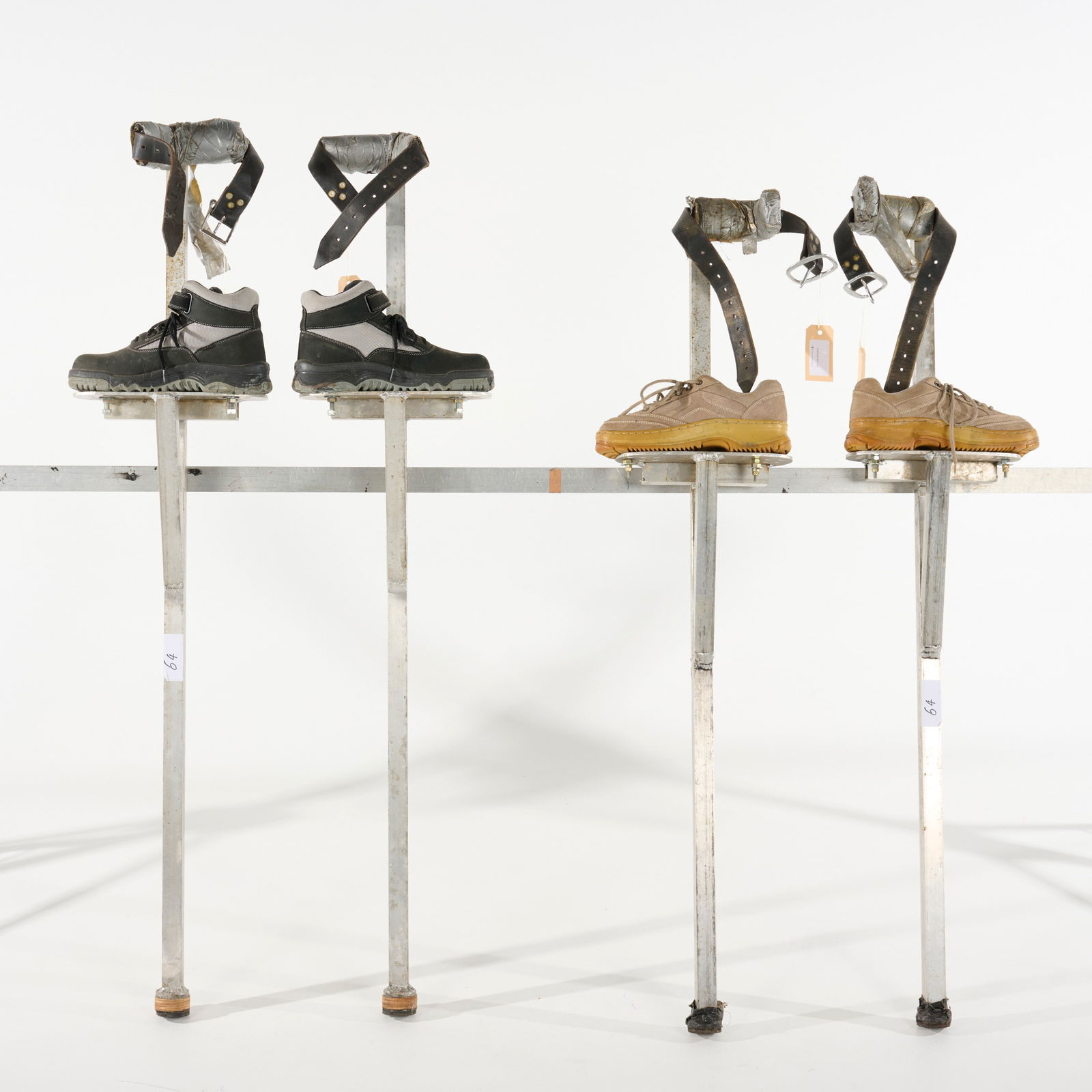 Two Pairs of 1 Meter Tall Stilts with Footwear Bolted Directly Onto Integrated Metal Footplates (1 of 2)