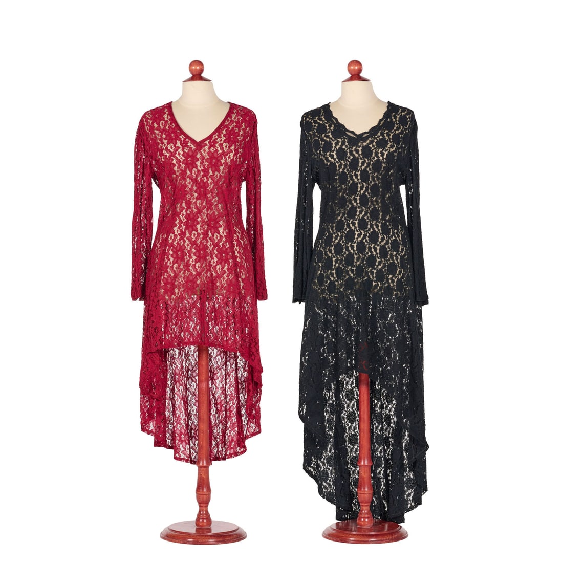 Lot of 2 Long-sleeved Sheer Lace Dresses Stage-worn by Royce's Assistants During Stage Illusions (1 of 5)