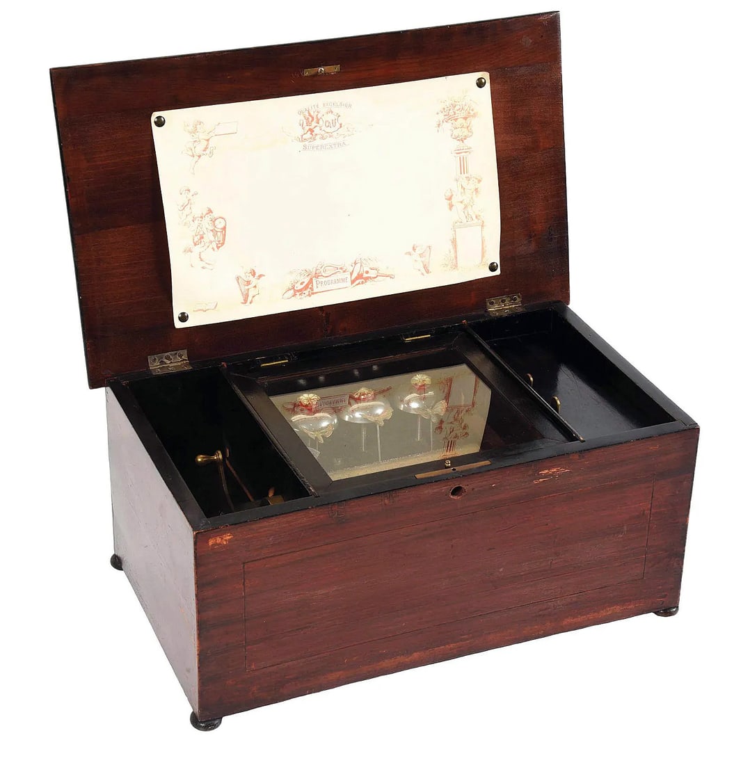 Swiss Qualite Excelsior 10 Tune Music Box with Bells (ca. 1890) (1 of 9)