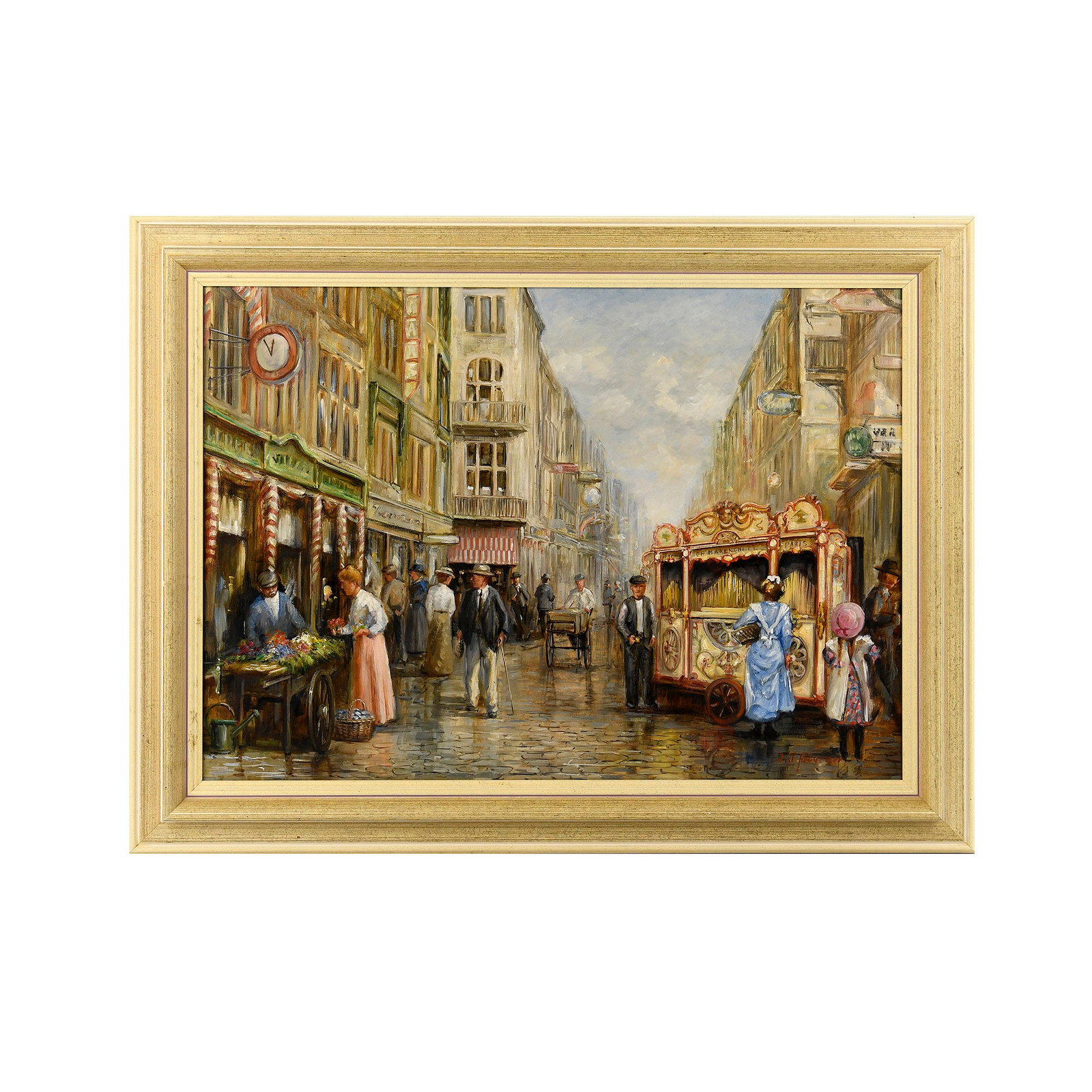 Street Organ Scene Painting by Jan Hovener (Johannes Josephus Hovener, 1936-2021) (1 of 8)