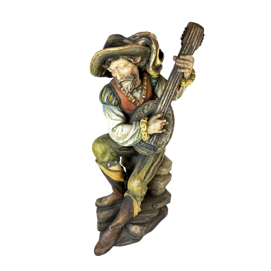 Contemporary Patrick Demetz Carved Wooden Mandolin Player Figure (1 of 8)