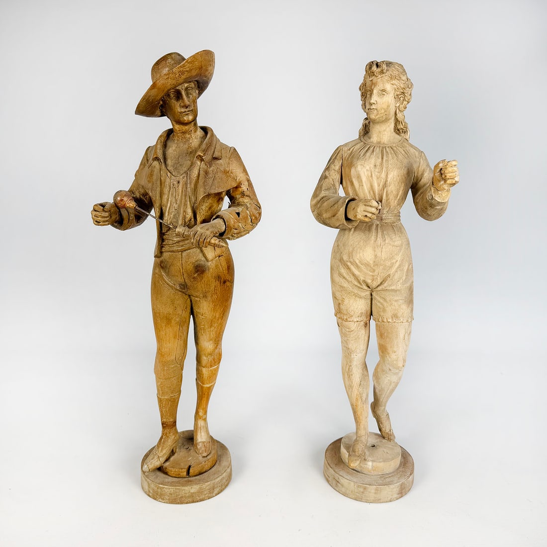 Lot of 2 Original Antique Demetz Organ Figures with Arm Movements (1 of 11)
