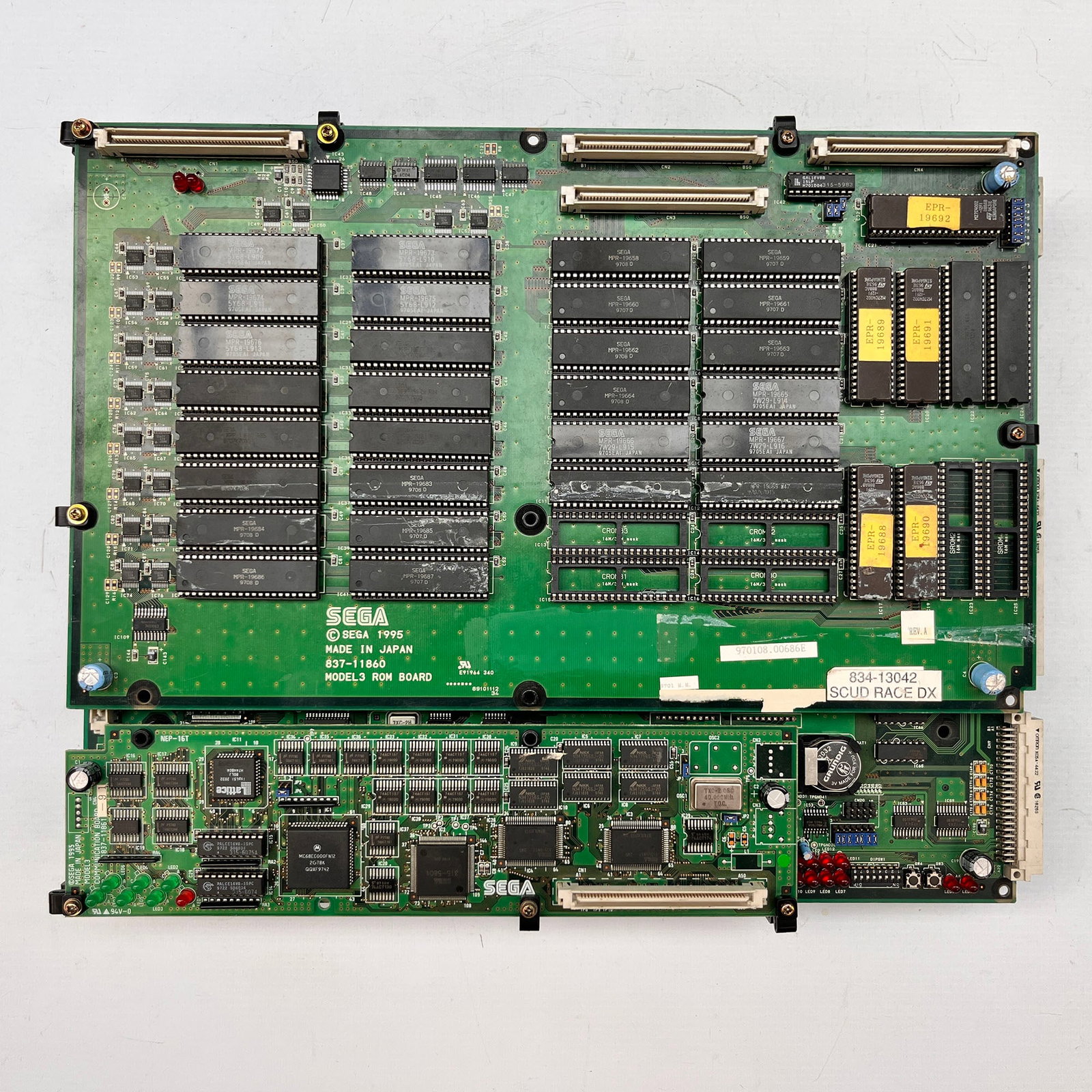 Model 3 Step 1,5 Sega PCB with ROM Board - Scud Race DX: Model 3 Step 1,5 Sega PCB with ROM Board - Scud Race DX. Working condition untested. Location: The Netherlands, Tilburg.