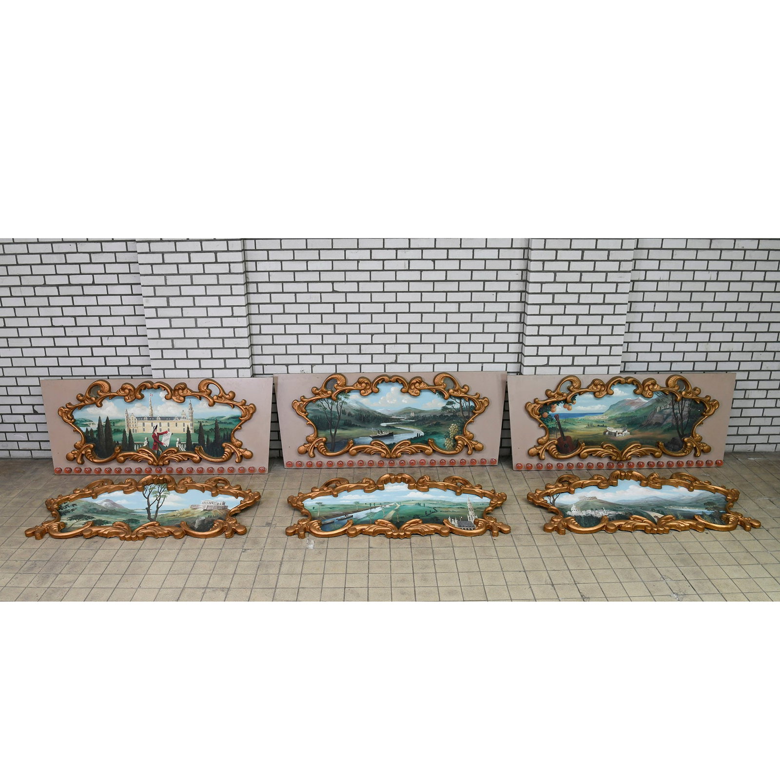 Set of Six Fairground Decorative Panels with Gilded Frames and Lights (1 of 20)