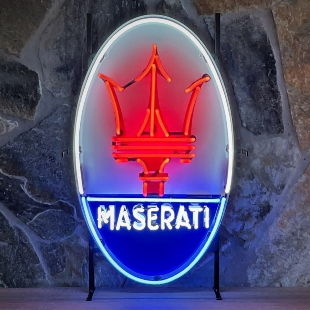 Maserati Logo Neon Sign with Printed Back Plate (1 of 2)