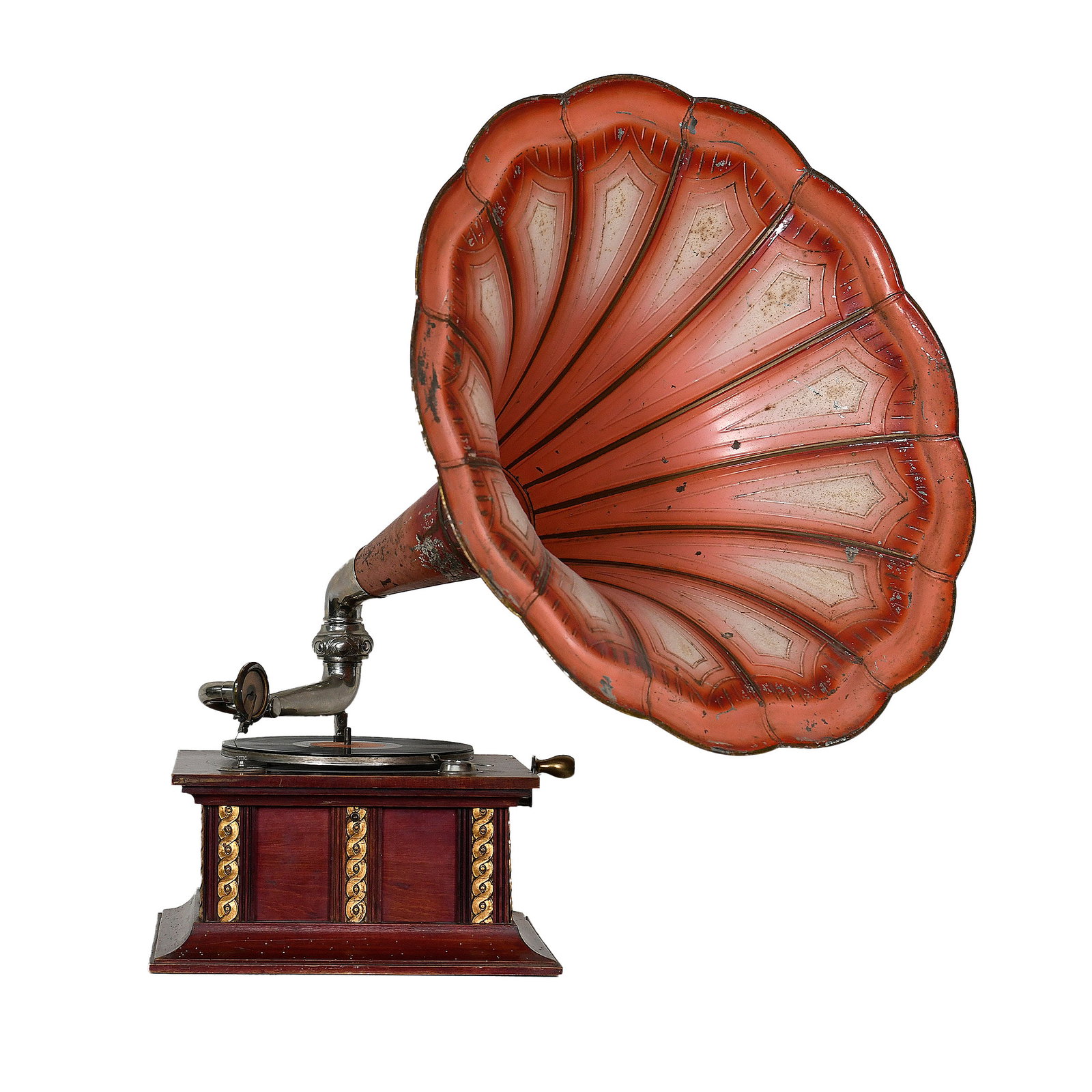 Lindstrom Parlophon Gramophone with Pink Metal Morning Glory Horn (1 of 17)