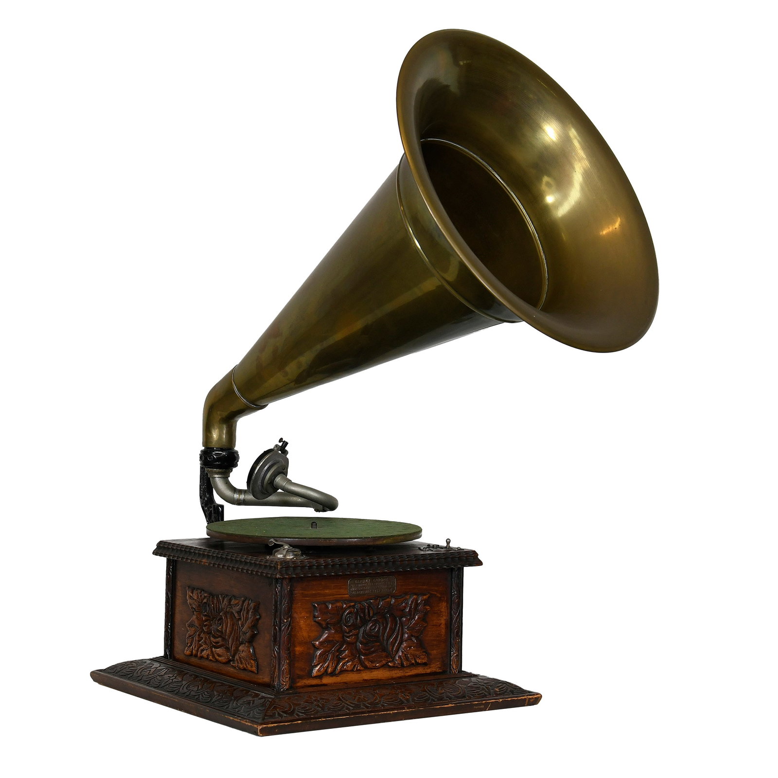 Tabletop Gramophone with Polished Brass Horn (1 of 16)