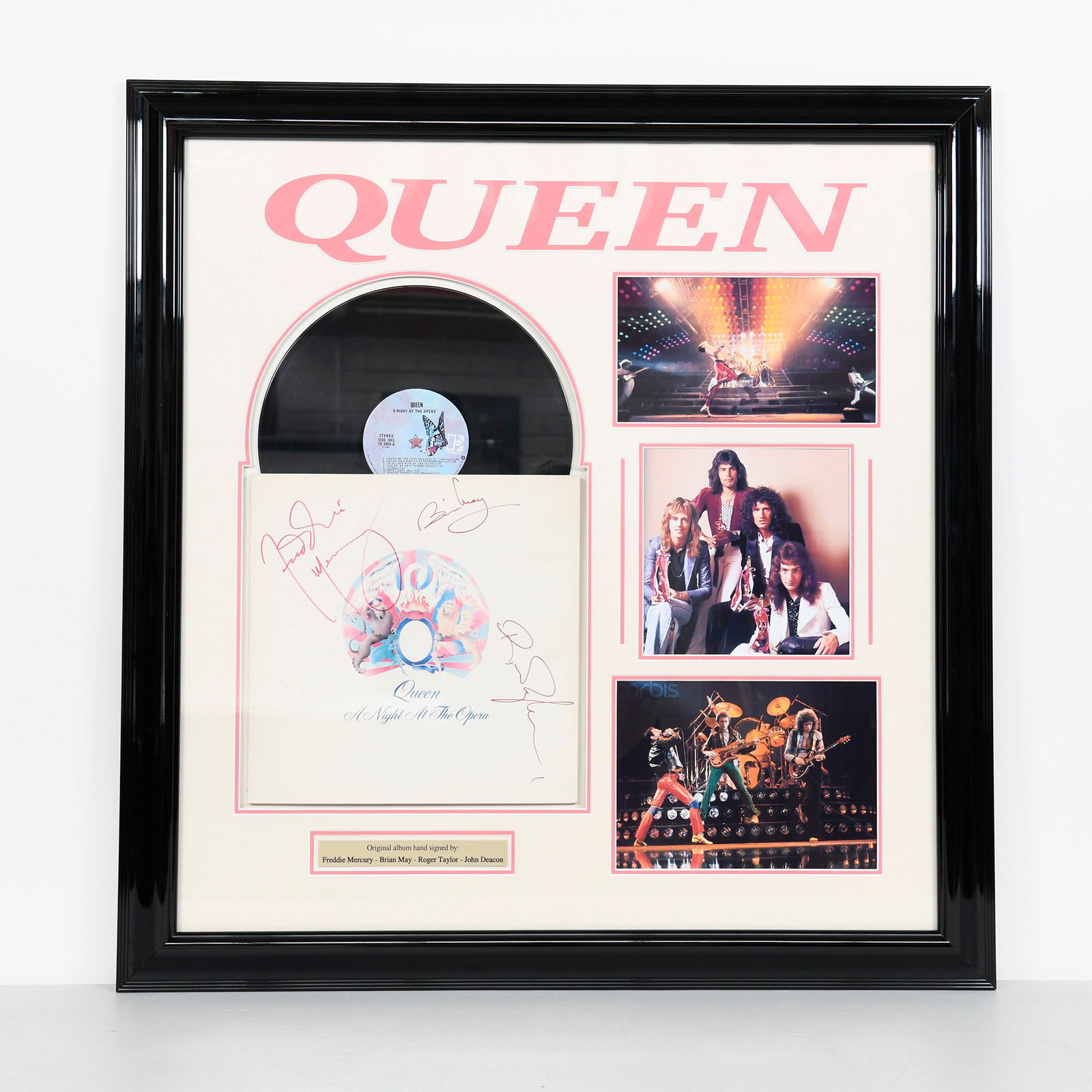Framed Collage of Signed Queen "A Night at the Opera" LP Cover with CoA (1 of 15)