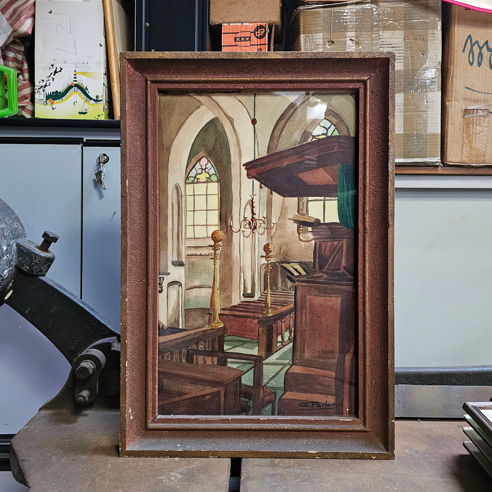 Lot of 5 Organ Photographs, 2 Posters, G. Perlee Jr. Painting and "De Grote Geit" Organ Panel (1 of 9)