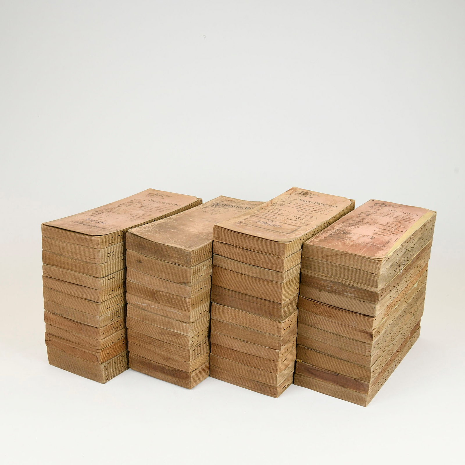 Lot of 43 Music Books for 101-Key Mortier Orchestrion: Lot of 43 Music Books for 101-Key Mortier Orchestrion. The orchestrion books are in various conditions. Dimensions (H x W x D): 36 x cm. Location: Dutch Auction Company, Tilburg, The Netherlands.