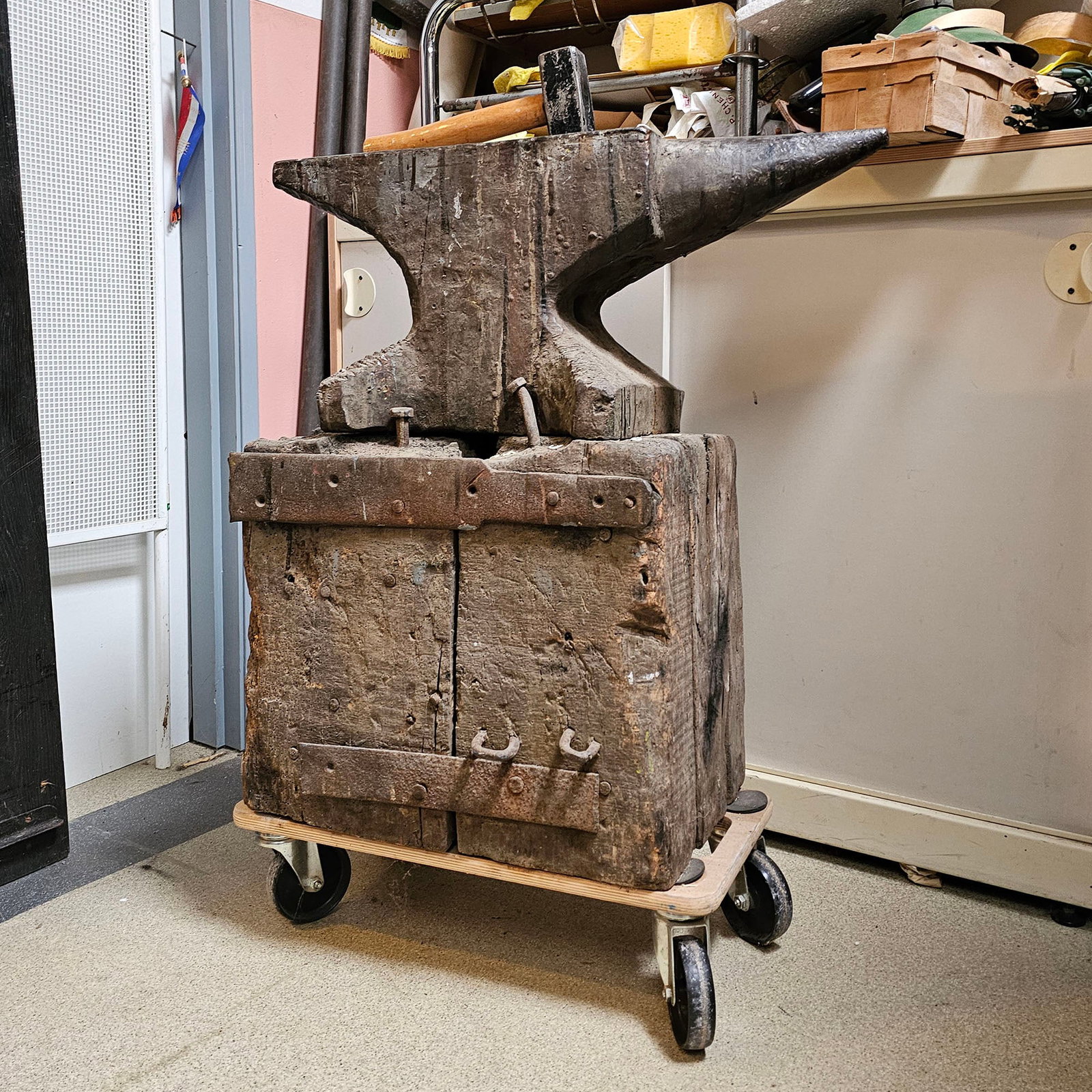 Heavy Metal Anvil on its Original Wooden Block from G. Perlee Workshop (1 of 7)