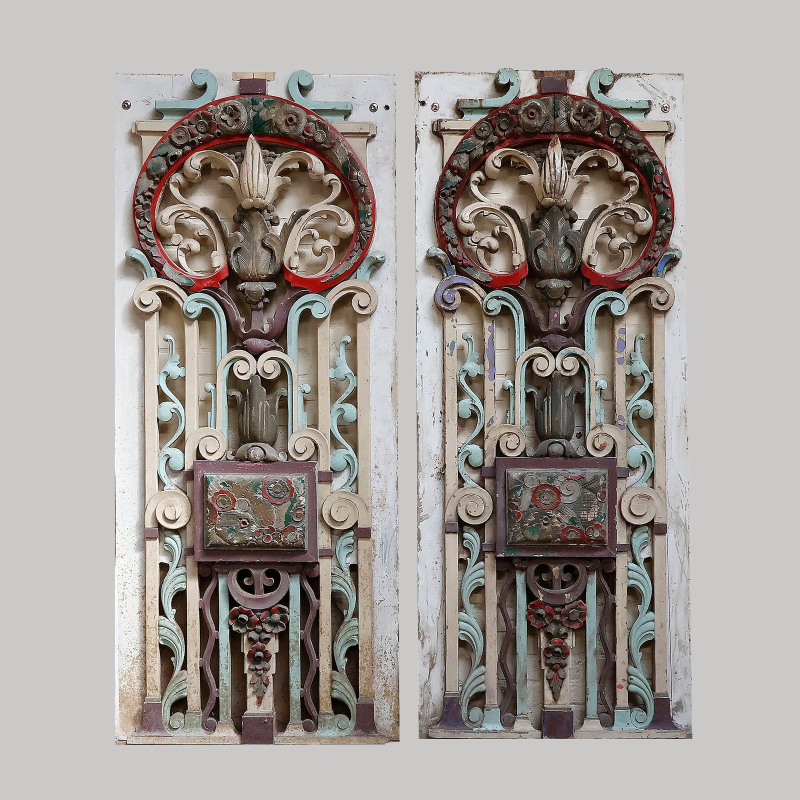 Set of 2 Original Mortier Organ Pipe Shade Panels: Set of 2 original Mortier organ pipe shade panels. Dimensions (H x W x D): 202 x 69 x 6 cm. Location: External location, The Netherlands - viewing by appointment only.