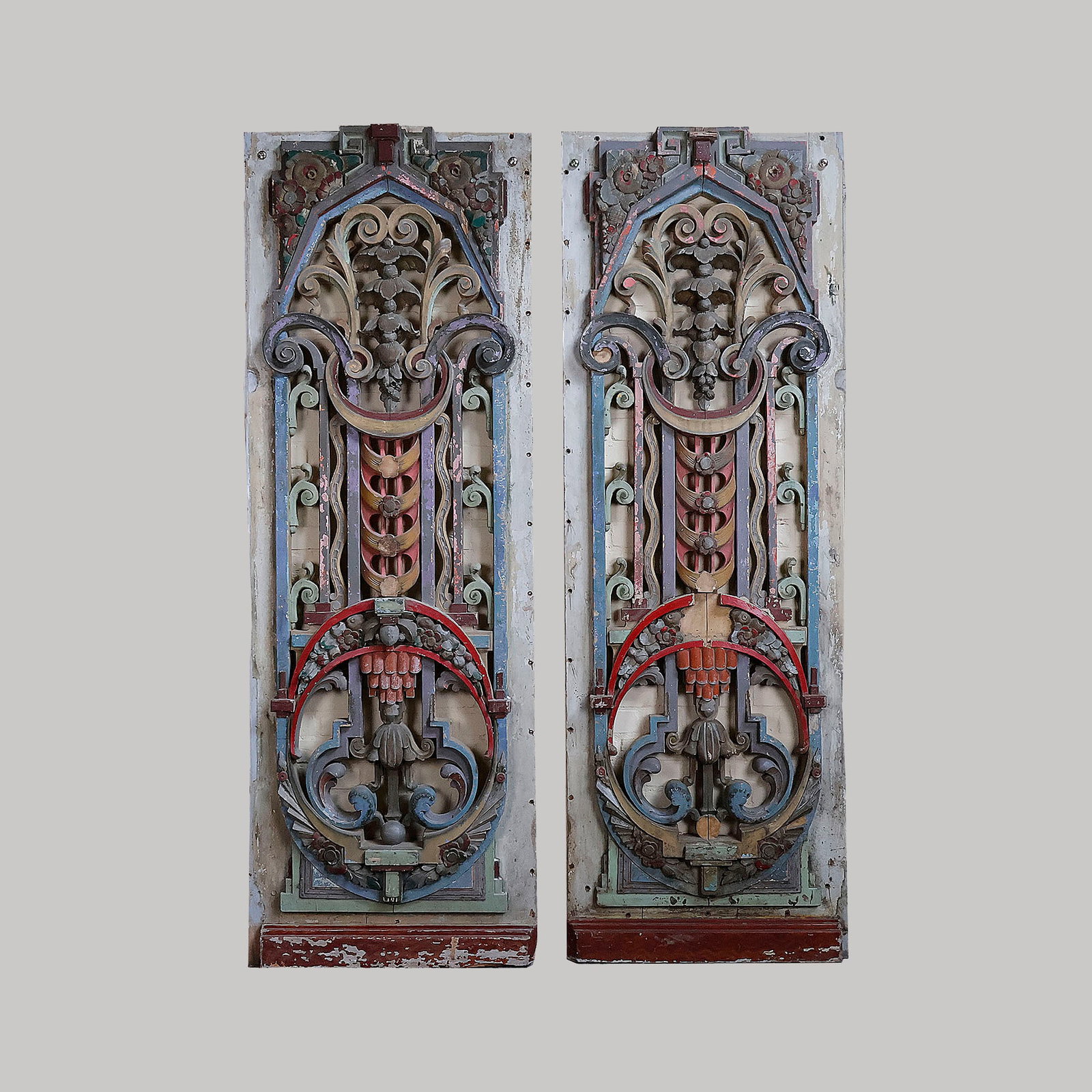 Set of 2 Original Mortier Organ Pipe Shade Panels: Set of 2 original Mortier organ pipe shade panels. Dimensions (H x W x D): 202 x 69 x 7 cm. Location: External location, The Netherlands - viewing by appointment only.