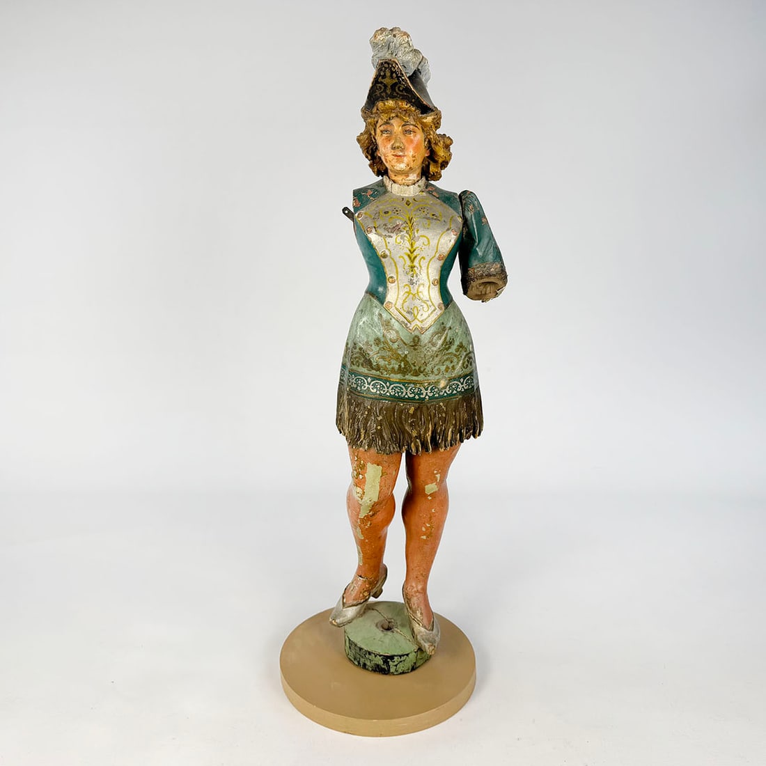 Rare Original Antique Wellershaus Organ Figure: This extremely rare original antique Wellershaus organ figure, produced by the prestigious Gebruder Wellershaus workshop in Mulheim an der Ruhr, Germany, is a masterwork of late 19th-century fairgroun