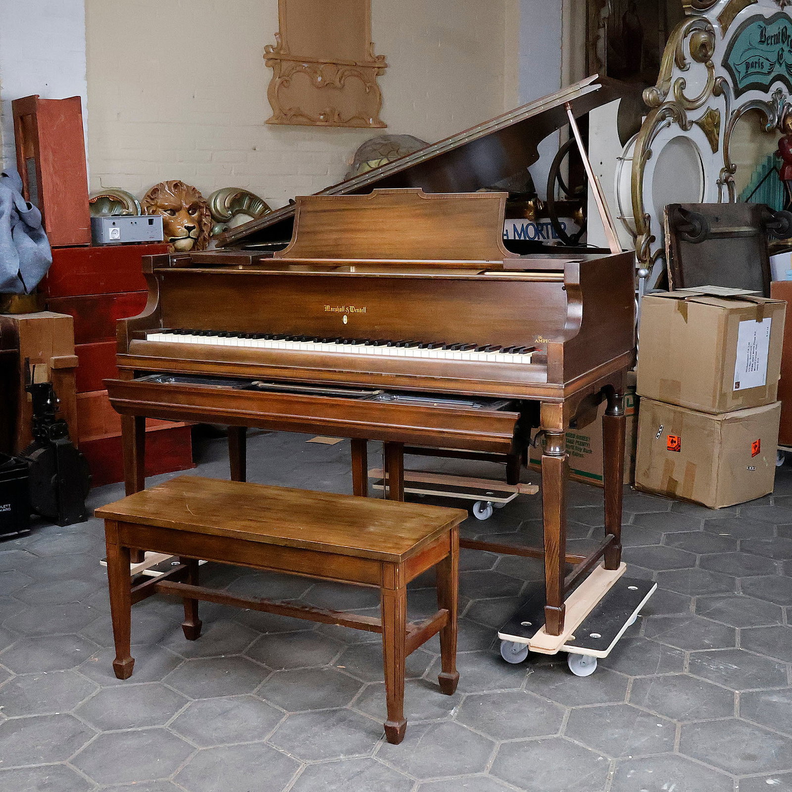 Marshall & Wendell Ampico B Baby Grand Player Piano with 50 Music Rolls (1 of 15)