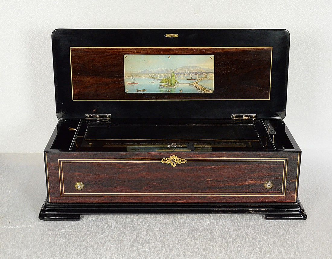 Swiss music box with zither attachment (1 of 9)
