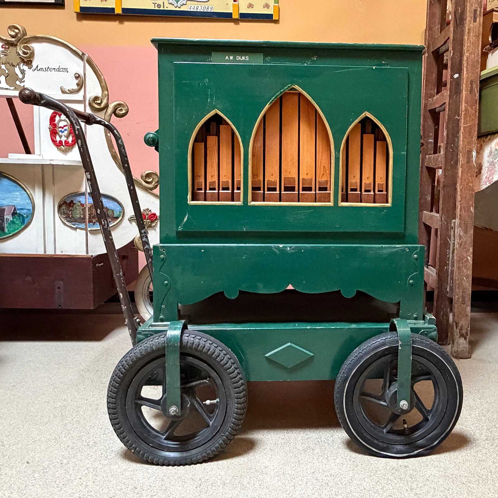 18 Keyless Dutch Street Organ with Cart (ca. 1980-1990s) (1 of 7)