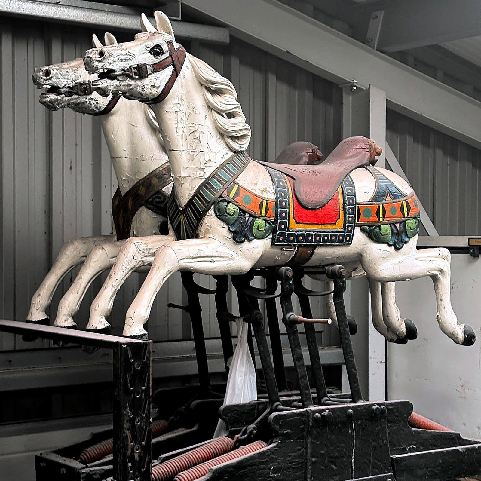 1 of 2 Rare Original Friedrich Heyn Carousel Horses on Rocking Platform, ca. 1900 (1 of 10)
