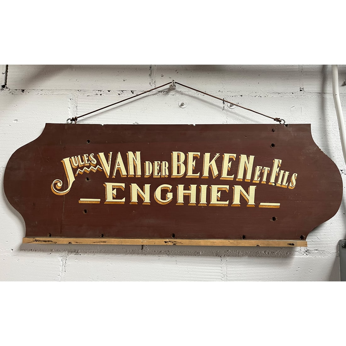 Belgian Wooden Jules Vander Beken & Sons Enghien Advertisement Sign (1 of 8)