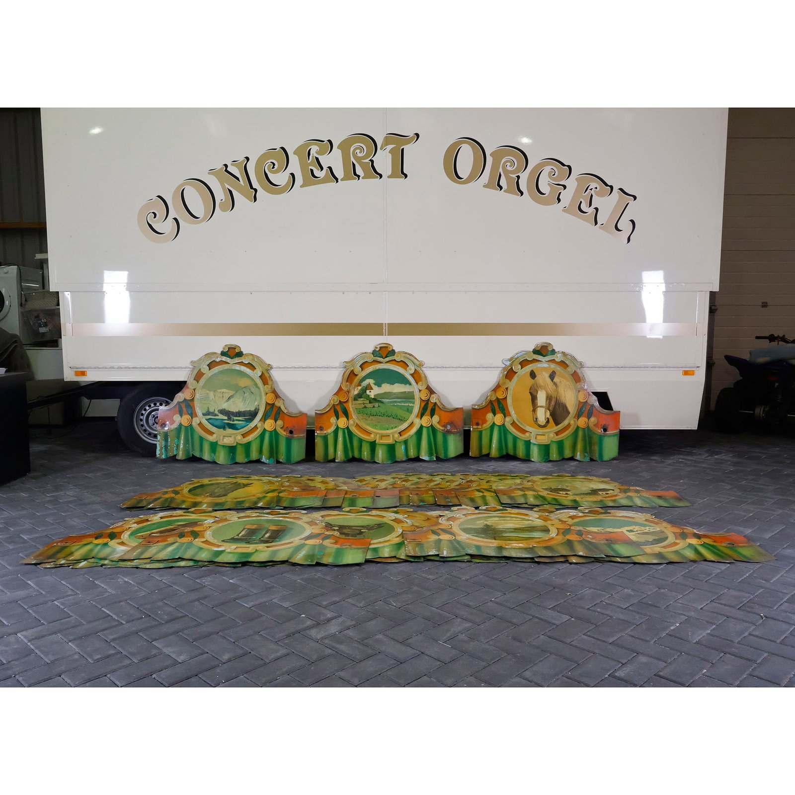 Set of 32 Original Hand-Painted Metal Carousel Panels from a German Friedrich Heyn Carousel (1 of 10)